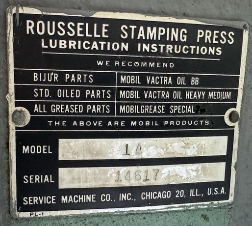 10 Ton, Rousselle #1A, OBI press, 8" x 13" bed, 5" x 7" opening, mechanical clutch, 3/4 HP, 115 V., 1 Ph. - Image 7