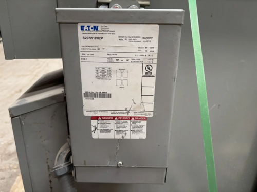 2 KVA 480 Primary, 240 Secondary, Eaton, S20N11PO2P, general purpose encapsulated transformer, 2016 - Image 1