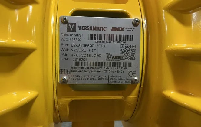 ABS Versamatic Diaphragm Pump, 125 PSI, 2021 - Image 2