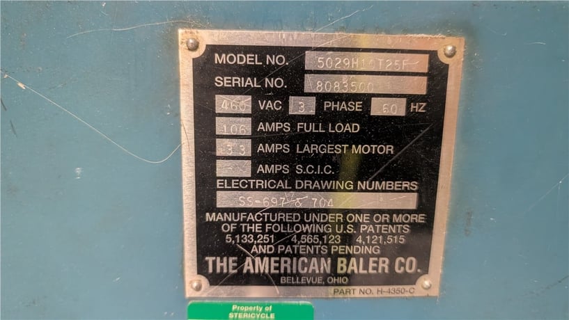 American Baler #5029H10T25F, auto-tie horizontal baler, 50" x 27.5" feed opening, 30" x 43" bale, dual 30 HP - Image 4