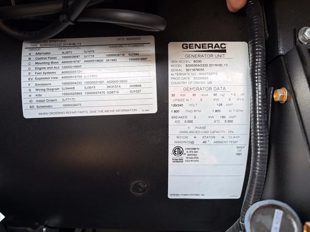 30 KW Generac #SD0030AG222.2D18HBLY3, diesel generator set, sound attenuated enclosure, 120/240 Volts, 3 - Image 5
