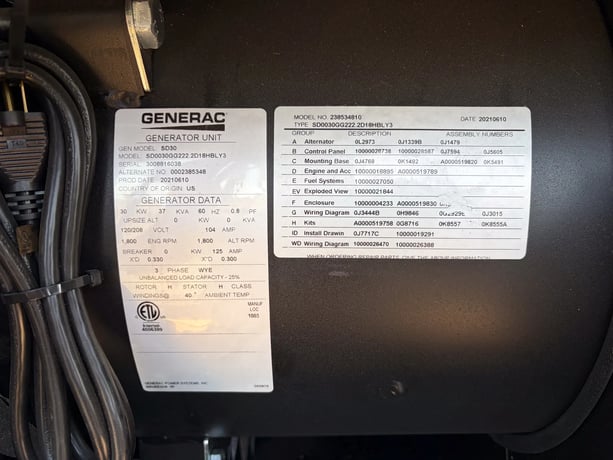 30 KW Generac #SD0030G222.2D18HBLY3, diesel generator set, sound attenuated enclosure, 120/208 Volts, 3 - Image 5