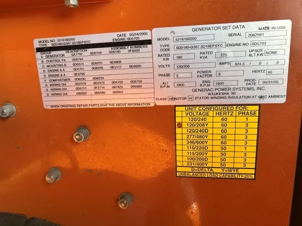 180 KW Generac #5216180200, diesel generator set, 120/208 Volts, 3 phase, 500 hours, 2005 - Image 5