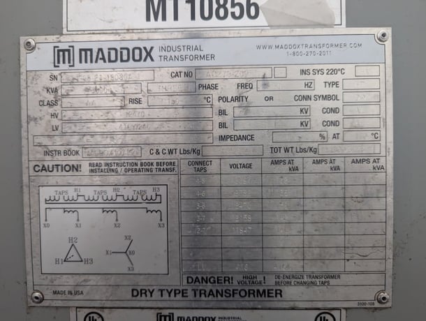 3000 KVA 12470 Delta Primary, 416Y/240 Secondary, Maddox, dry type transformers - Image 2