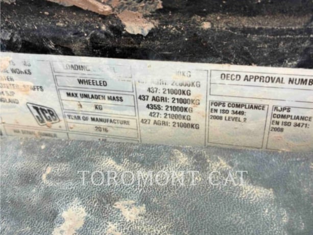 Jcb 427HT, Wheel Loader, 10481 hours, S/N: 2407205, 2017 - Image 7