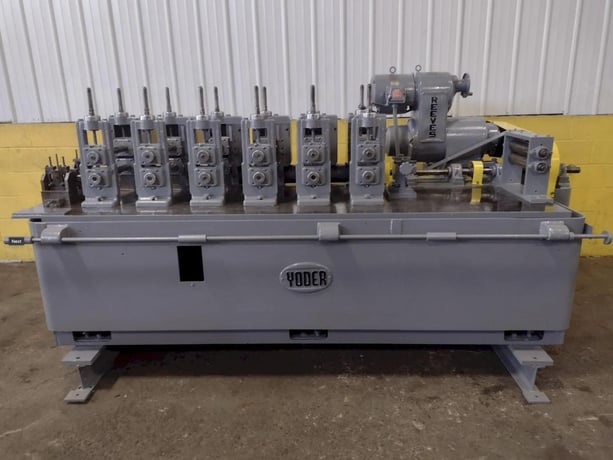 6 Stand, Yoder #M1-1/2, roll former, 12" roll space, 1.5" arbor, 11" horizontal spacing, 4"-7" vertical adj. - Image 1