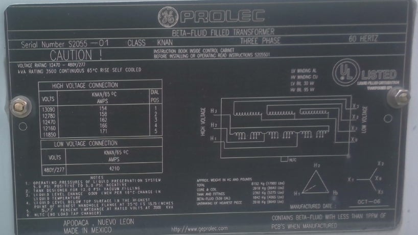 3500 KVA 12470 Delta Primary, 480Y/277 Secondary, Prolec - Image 1