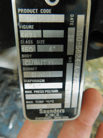 6" Saunders, Lined Diaphragm Valve, Class 150#, Fig. 5624, NEW - Image 8