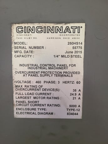Cincinnati #250HS-14, Hydraulic Shear, 170.75" max. cutting length, 3/8" max. rake, 48" back gauge, 15 HP, 16 - Image 9