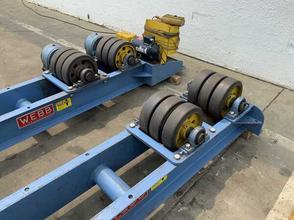 8 Ton, Webb #T24, 16000 lb. power tank turning rolls, 12" wide rubber wheel, 1 HP, pendant Control, 2018 - Image 3