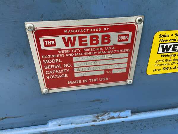 8 Ton, Webb #T24, 16000 lb. power tank turning rolls, 12" wide rubber wheel, 1 HP, pendant Control, 2018 - Image 10