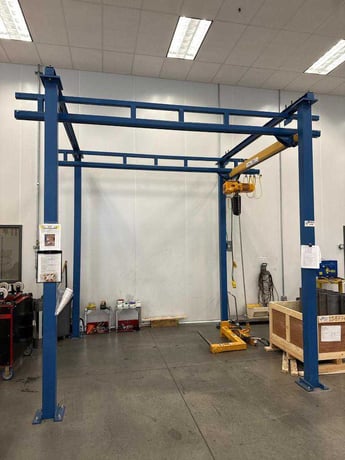 1 Ton, Gorbel, free stand bridge crane, 84" inder hook, pendant hoist Control, 7 FPM, 2011 - Image 1