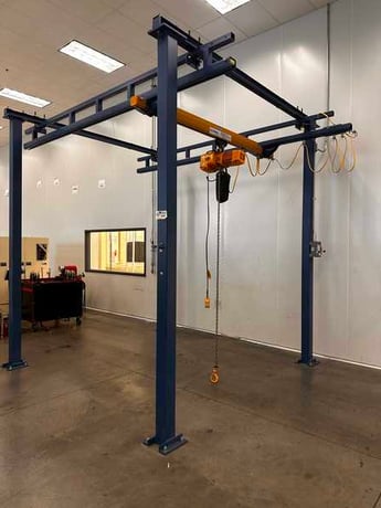 1 Ton, Gorbel, free stand bridge crane, 84" inder hook, pendant hoist Control, 7 FPM, 2011 - Image 5