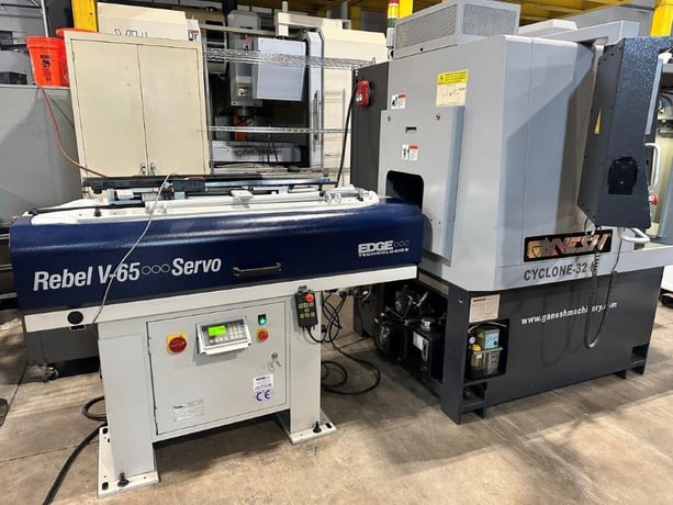 Ganesh #Cyclone-32NCY, CNC lathes, 1" bar, Mitsubishi Control, Edge Rebel V65 magazine barloader, 1000 psi - Image 2