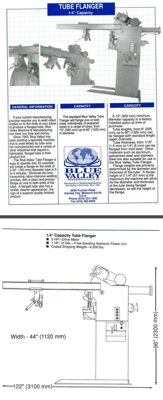 1/4" Blue Valley #T-1084, tube & pipe flanger, 15"-60" diameter capacity, 8"-60" tube length, 2-1/4" flange - Image 10