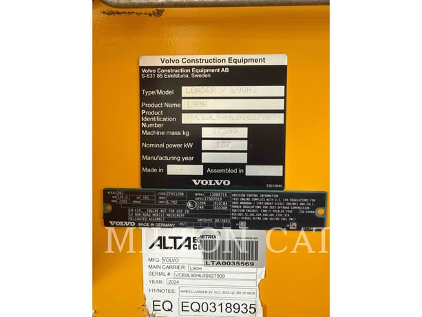 Volvo Construction Equipment L90H2, Wheel Loader, 1664 hours, S/N: 627909, 2024 - Image 6