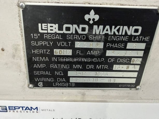 15" LeBlond #Regal, Servo Shift Engine Lathe, 4-jaw chuck, tailstock, 230 V. - Image 7