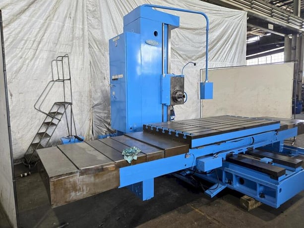 4" Nomura #P-100WP, table type horizontal boring mill, 48" x 96" table, 21-1200 RPM, 26" spindle travel, 20 - Image 2