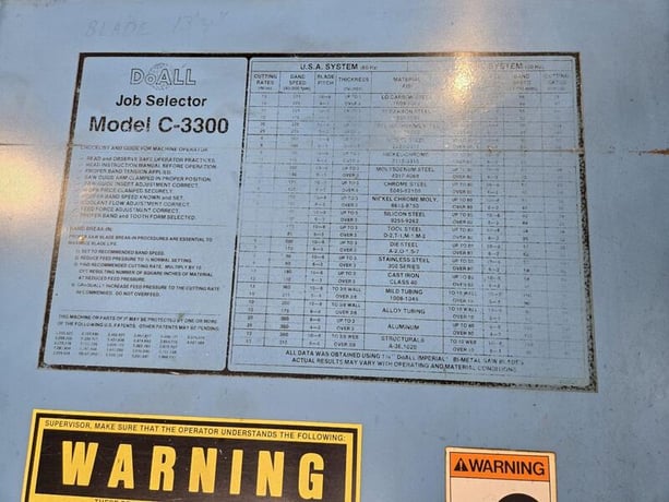 13" x 13" DoAll #C-3300NC, automatic horizontal band saw, 40-360 FPM, UNIOP Control - Image 7