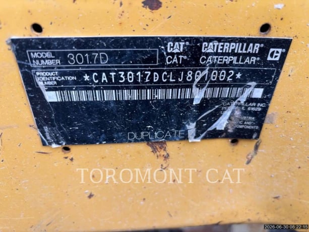 Cat 301.7DCR, Mini Excavator, 819 hours, S/N: LJ801002, 2017 - Image 6