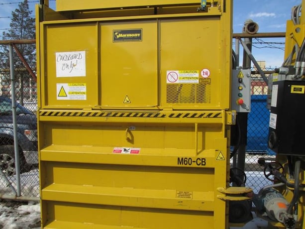 30" x 60" x 51" Harmony #M60CB, vertical baler, 5 HP, 24" x 60" feed opening, 50,900 lb. ram force, 45 sec. - Image 1