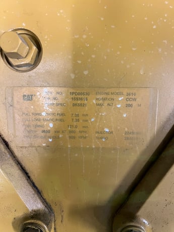4400 KW Caterpillar #3616, diesel generator set, 5500 kVA, 7968/13800 Volts, 77,025 hours, 2007 - Image 4