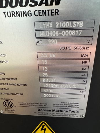 Daewoo Doosan #Lynx-2100LSYB, CNC lathe, 23.6" swing, 8" chuck, 2.6" bar, 11.8" diameter, 20" length, 20 HP - Image 6