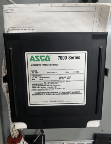 400 Amp. ASCO #7000-Series, E7ATBA3400C5XC, automatic transfer switch, type 1 indoor enclosure - Image 2
