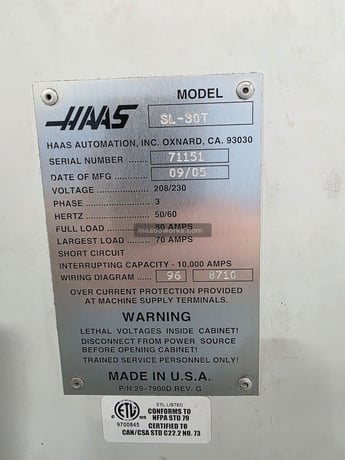 Haas #SL-30T, CNC lathe, 2005 - Image 6