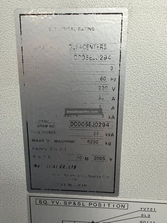 Mori Seiki #Duracenter-5, vertical machining center, 20 automatic tool changer, 12,000 RPM, MSX-501 control - Image 2