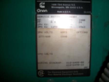 1250 KW Cummins #KTA50-G2, enclosed, base tank, 1800 RPM, 480 Volts, 4200 hours - Image 4