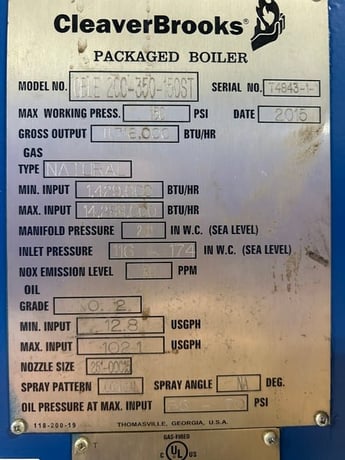 350 HP Cleaver-Brooks #CBLE-200-350-150ST, Packaged Steam Boiler, 150 PSI, AB PowerFlex 400 VFD, 2015 - Image 2