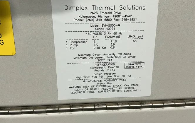 Schreiber #SVI-5000-M, chiller, 5 HP, R-407c, 400 PSI, 2014 - Image 1