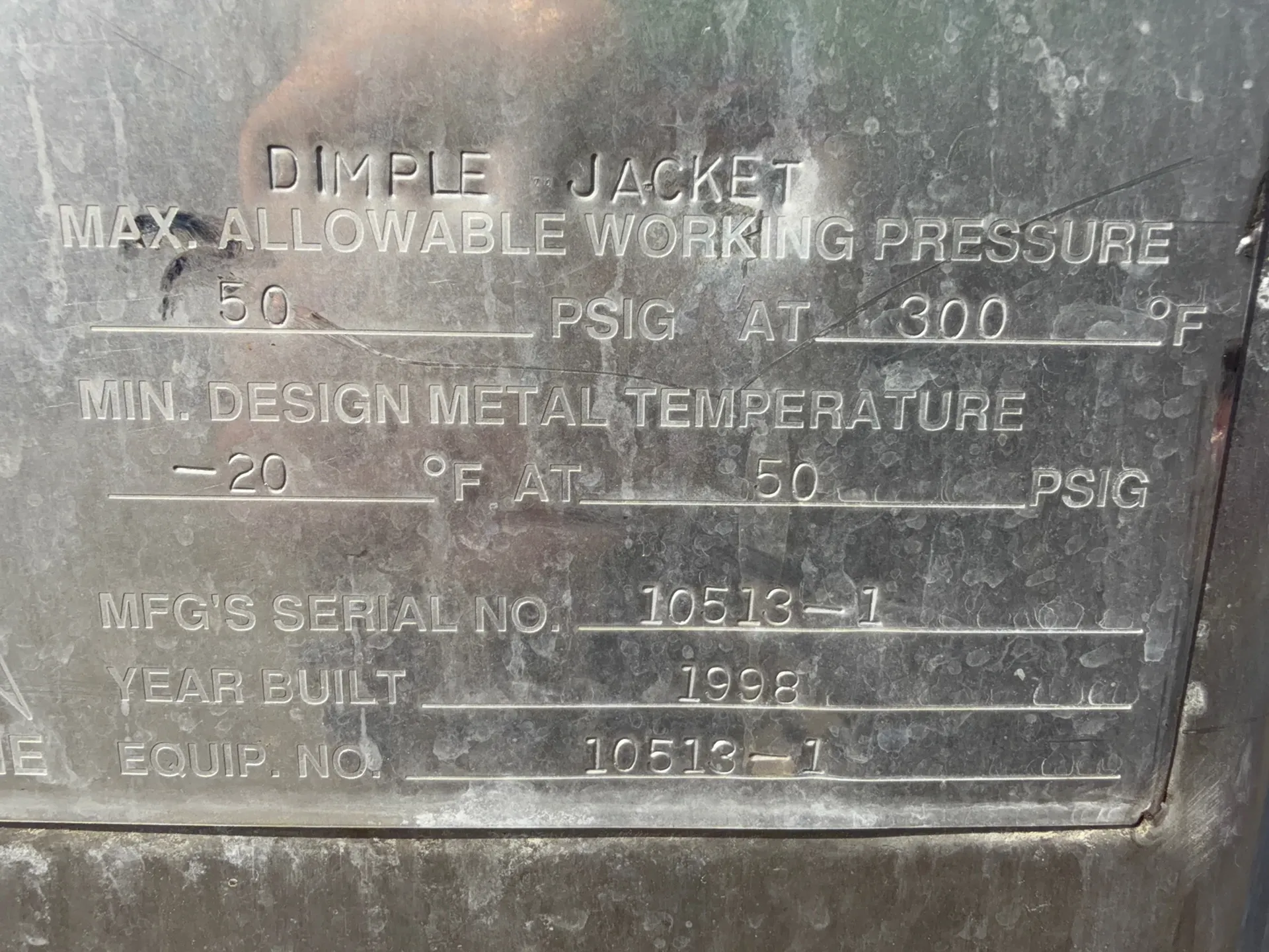 1400 gallon Apache, Stainless Steel mixing tank, dimple jacket, 3.5 HP, 1998 - Image 5