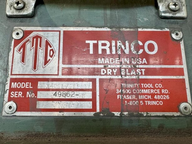 40" x 40" Trinco #40X40SE-Deluxe, blast cabinet, w/ 600RC media collector - Image 9