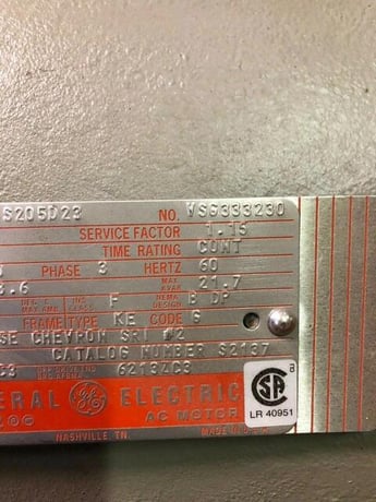 60 HP 1775 RPM General Electric #5KE364AS205D23, Electric Motor, Frame 364T, 230/460 Volts, 3PH - Image 4