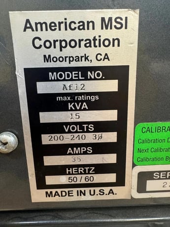 15 KVA American MSI #AF12, Hot Runner Temperature Controller, 36 amps, 200-240 VAC, 3PH, 50/60 Hz - Image 6