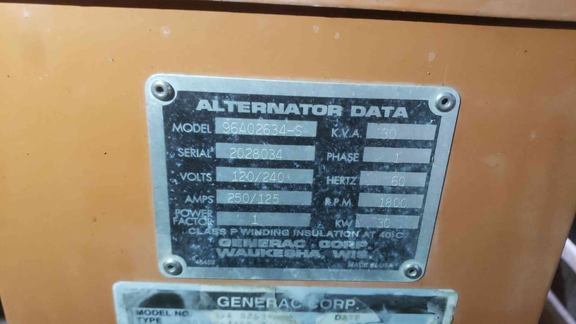 30 KW Generac, Natural gas / propane generator set, 120/240 Volts, 1 phase, liquid cooled, 1800 RPM, 479.2 - Image 8