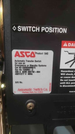 400 Amp. ASCO 940 Series, Automatic Transfer Switch, E940340097C, 3 Phase, 480Y/277 Volts - Image 5