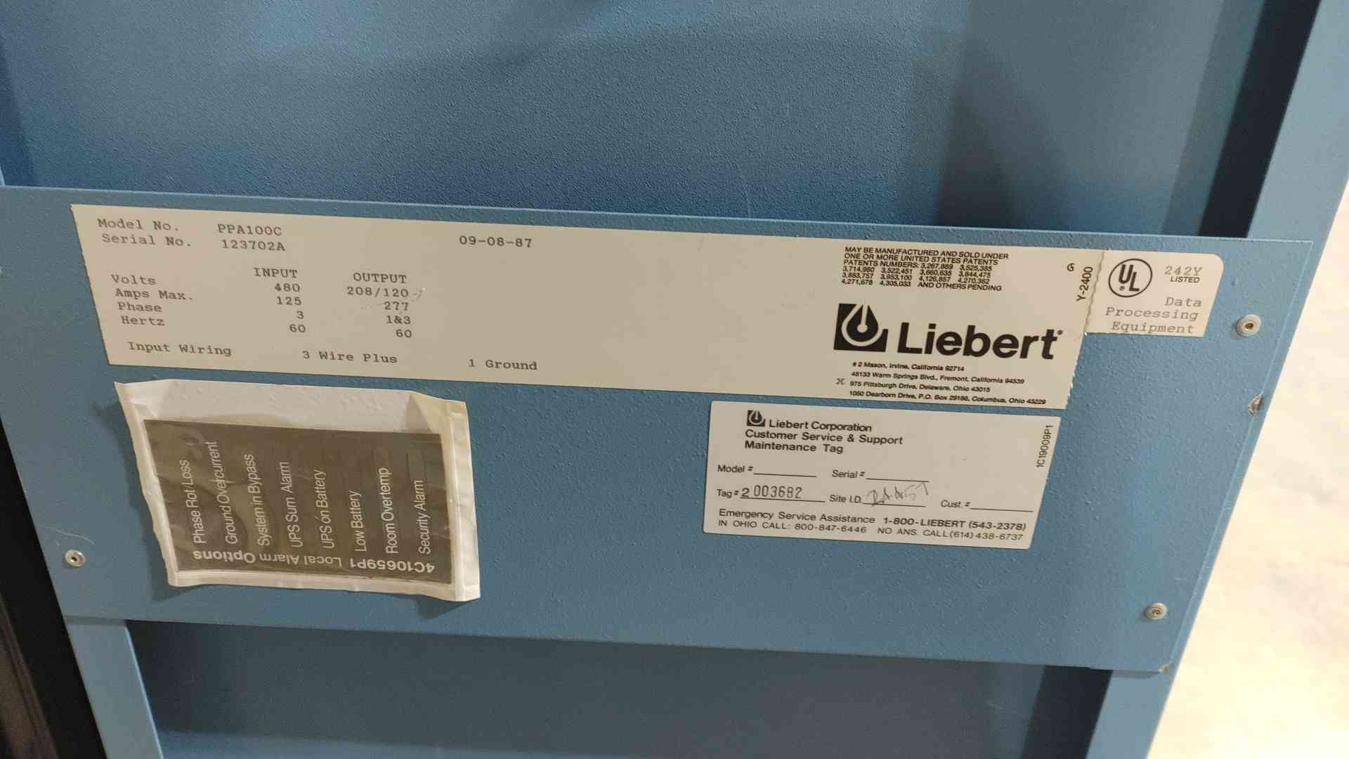 100 KVA Liebert #PPA100C, Precision Power Center PDU, 3 Phase, 480 x 208Y/120 Volts - Image 4
