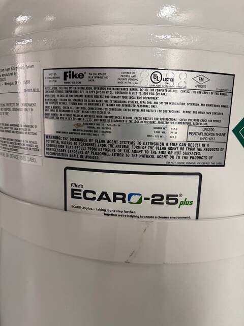 341 lbs. Fike, ECARO-25 Plus Clean Agent Fire Suppression Cylinder - Image 3