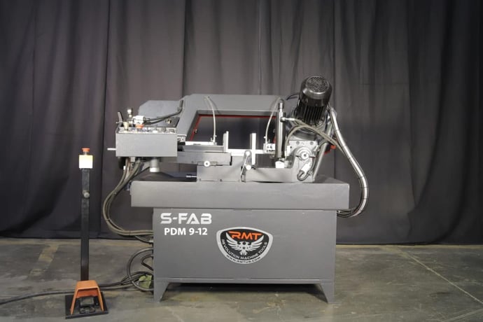 9" x 12" RMT #S-FAB-PDM-9-12, semi-auto pivot double miter bandsaw, 114-229 FPM, 1.75 HP, 8'11" x 1" x 0.035" - Image 2
