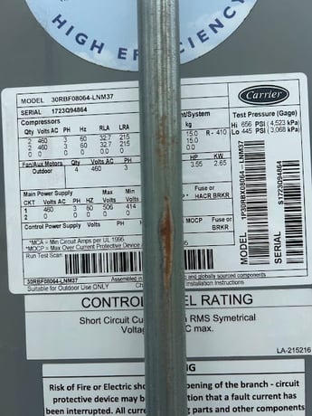 80 Ton, Carrier #30RBF08064-LNM37, AquaSnap 30RB, air-cooled chiller, 460 V., 3-phase, 60 Hz - Image 5