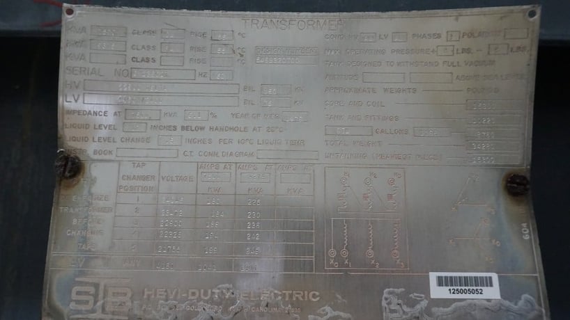 7500/9376 KVA 22900 Delta Primary, 4160Y/2400 Secondary, Hevi-Duty - Image 1