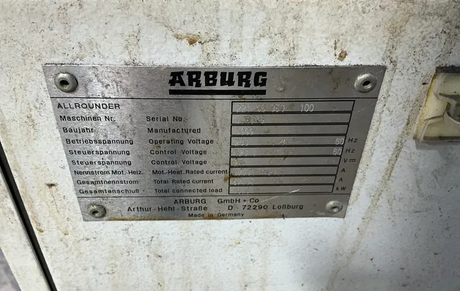 Arburg #221-KS-350-100, Allrounder Hydraulic Injection Molder, 16 KW, 3 phase, 230 V., 1999 (2 available) - Image 7