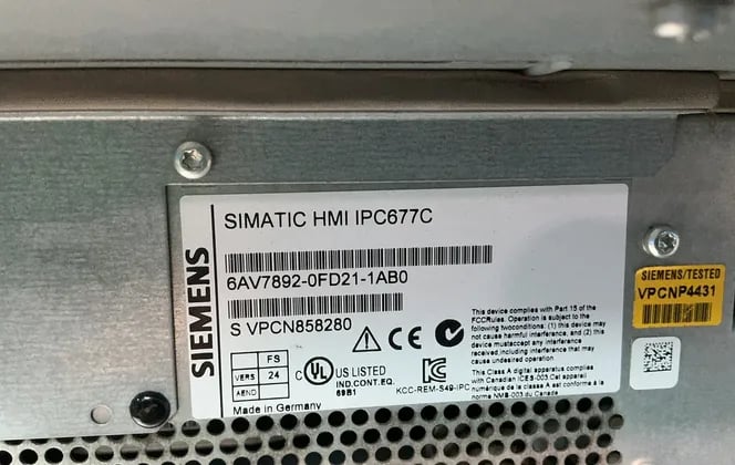 Siemens #6AV7892-0FD21-1AB0, Simatic HMI IPC677C, 2017 - Image 1