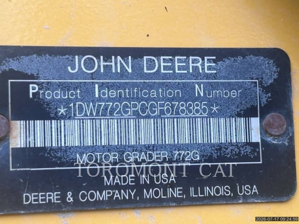 Deere & Co 772GP, Motor Grader, 8462 hours, S/N: 1DW772GPCGF678385, 2017 - Image 6