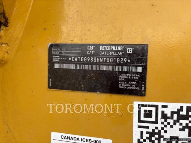 Cat 980-14, Wheel Loader, 2398 hours, S/N: WFX01029, 2023 - Image 6