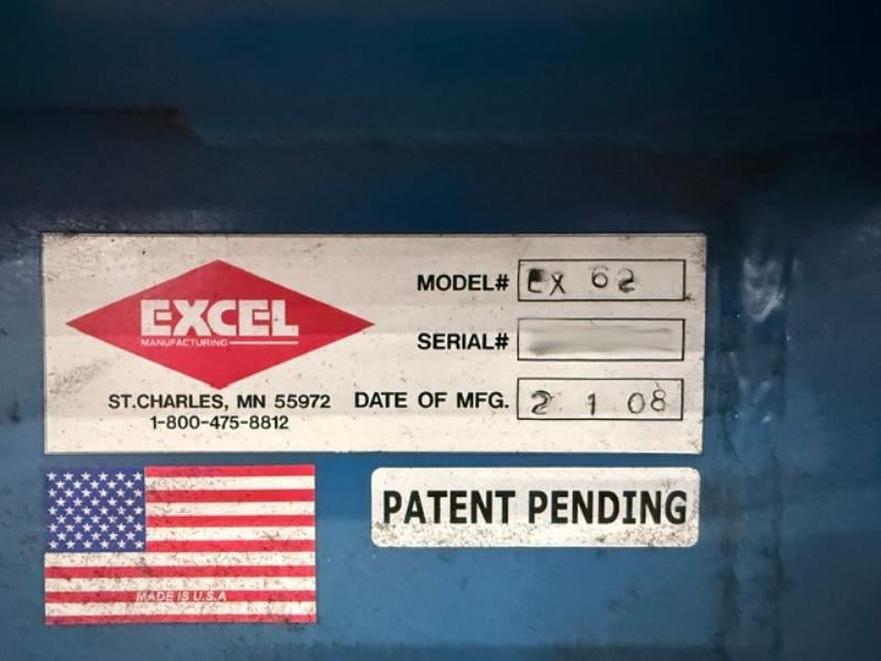 Excel #EX-62, horizontal closed door baler, 20 HP, (2) 6" cylinders, 54" x 35" feed opening, 159400 lb. ram - Image 2