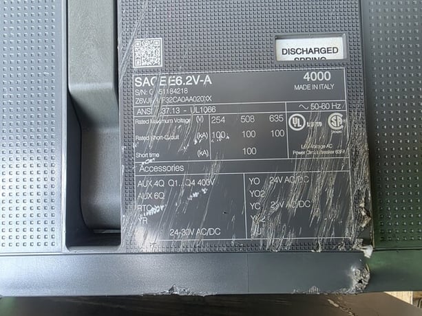 4000 Amps, ABB #E6.2V-A, sace emax 2 air circuit breake, Drawout, 100kA, 635 Volts - Image 3